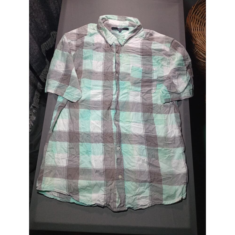 Carbon Distressed Short Sleeve Button Up Shirt Men's Size XXL